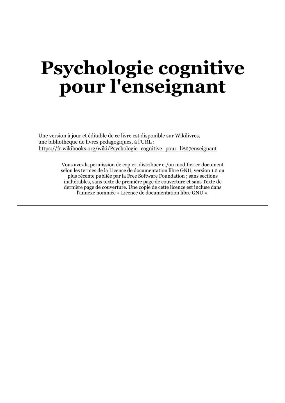 Psychologie cognitive pour l'enseignant Version imprimable — Wikilivres